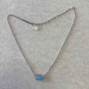 Kendra Scott silver tone blue drusy necklace